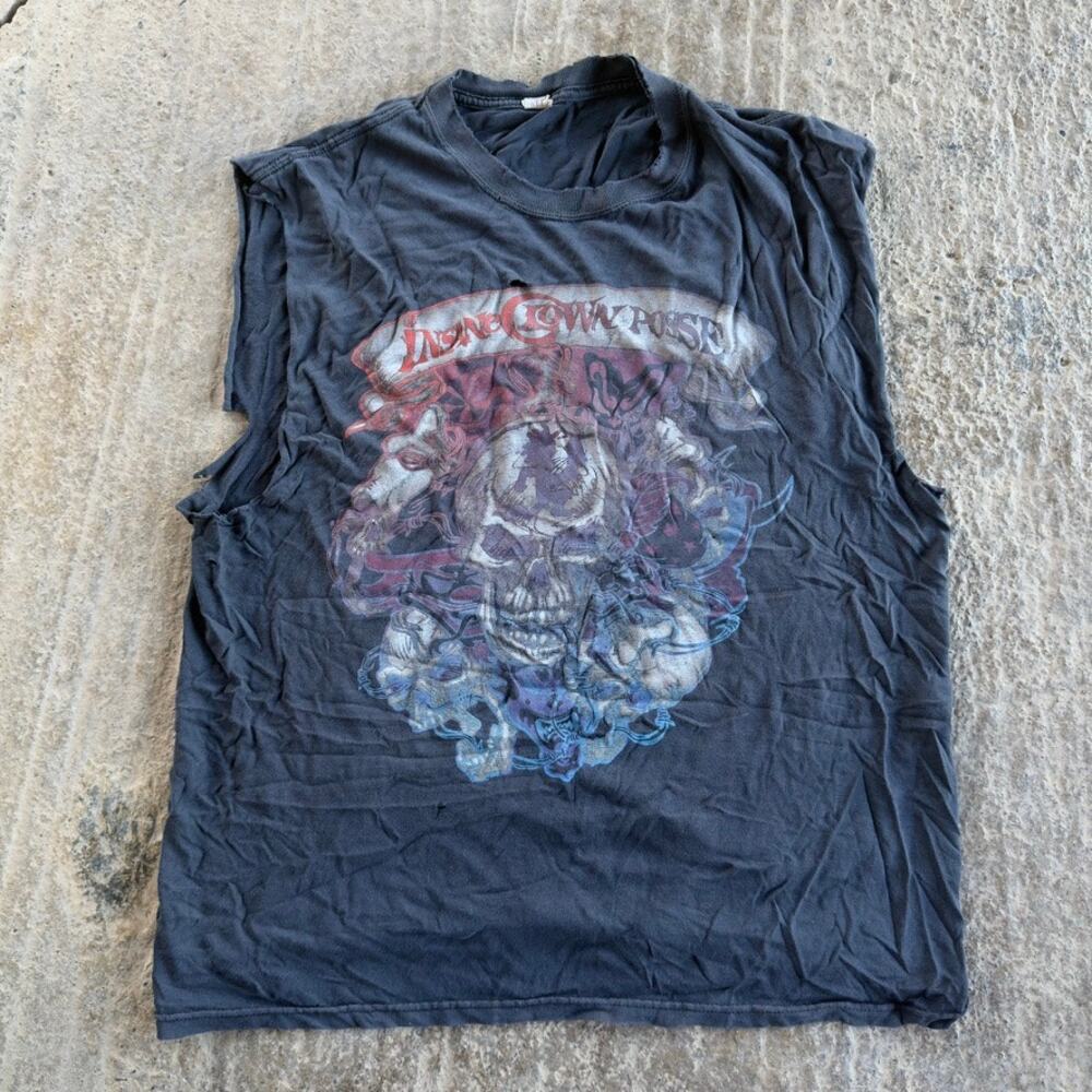 VINTAGE Y2K INSANE CLOWN POSSE CUT OFF T-SHIRT MUSIC BAND RARE GRAPHIC MEN LARGE